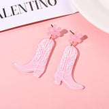 Cowgirl Boot Earrings Acrylic Cowboy Boots Earrings for Women Girls Western Country Let’s Go Girls Cowgirl Hat Shoe Resin Drop Dangle Earring HSWE