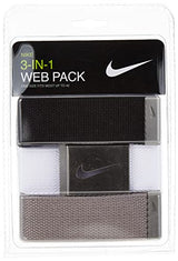 Nike Men's Standard 3 Pack Golf Web Belt, White/Gray/Black, One Size Nike