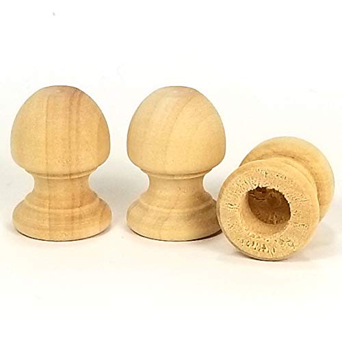 Mylittlewoodshop Package of 6 - Finial Dowel Cap - 1-1/16 Tall by 3/4 inch Wide with 3/8 Hole Unfinished Wood (WW-DC8043) Unique Wood Shapes