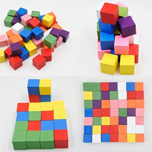 Unfinished Wooden Blocks 1cm, Pack of 500 Small Wood Cubes for Crafts and DIY Home Decor WURONXIN