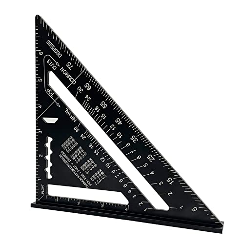 7 inch Rafter Square Aluminum Alloy Double Scale Triangle Ruler Angle Ruler Carpenter Triangle Square Rafter Tool Mensurement Tool for Woodworking LYHLYA