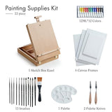ARTIFY Table Sketch Box Easel Set, Desktop Artist Easel with 12 Colors Acrylic Paints, 13pcs Brushes, 4 Canvas Boards, Plastic Palette and 2 pcs ARTIFY art supplies