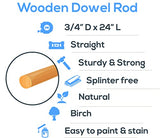 Dowel Rods Wood Sticks Wooden Dowel Rods - 3/4 x 24 Inch Unfinished Hardwood Sticks - for Crafts and DIYers - 5 Pieces by Woodpeckers Woodpeckers