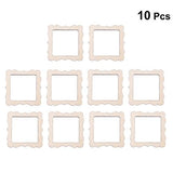 Amosfun 10pcs Lace Square Photo Frame Shape Wooden Pieces Cutouts Craft Embellishments Wood Ornament Manual Accessories for DIY Art Amosfun