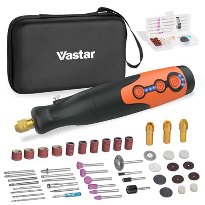 Vastar 2000 MAH Mini Cordless Rotary Tool, Type-C Charging Rotary Tool Kit with 51 Accessories, Multi-Purpose 21000RPM Power Rotary Tool for DIY - WoodArtSupply