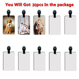 30 pcs Sublimation Luggage tag Blanks White Blank Travel Bag Baggage Tags with Strap Double Sided MDF Suitcase Label Tag with Slots AiDiYGECO