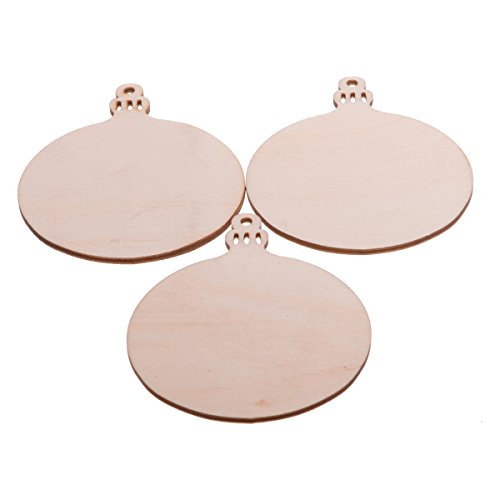 Christmas Wooden Crafts Hanging Ornaments Christmas Tree Decoration Unfinished Wood Cutouts for DIY Blank Slices to Paint (10PCs Round Style)