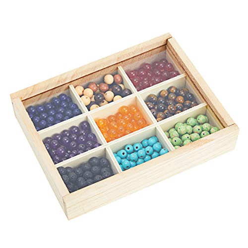 Small Unfinished Wood Box with Lid, 9 Compartment Storage Boxes (6.75 x 5.1 Inches, 2 Pack) Bright Creations