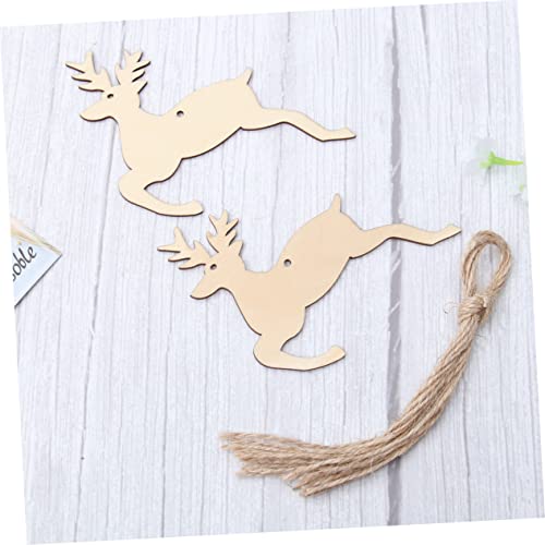 NOLITOY 20 Pcs Wooden Craft Unfinished Wood for Crafts Unfinished Wood Cutouts Unfinished Wood Slices Wooden Decorative Elk Chrismas Wood Slices for