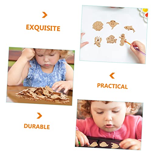 ABOOFAN 1000 Pcs Marine Life Wood Chips Wooden Sea Life Slices Wood Cutouts Ocean Animal Wooden Slices Unfinished Wood Animal Fish Cutouts Seahorse ABOOFAN