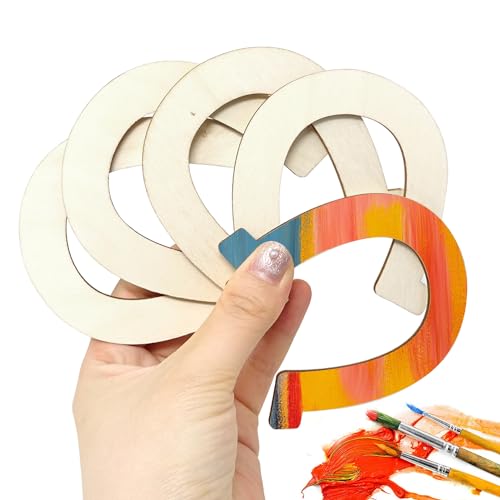 Honbay 24PCS Horseshoe Shaped Blank Unfinished Wood Discs Slices for DIY Crafts HONBAY