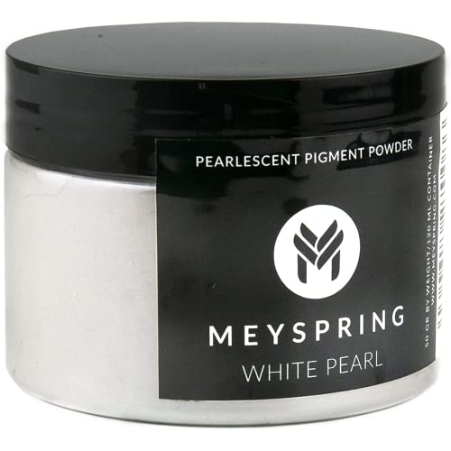 MEYSPRING White Pearl Mica Powder - 50g - White Resin Pigment - White Mica Powder for Epoxy Resin Art - White Epoxy Pigment and UV Resin Dye - Mica - WoodArtSupply