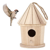 Wooden Bird House, Round Shaped Hanging Bird House, Heavy Duty Outdoor Hanging DIY Painting Decorative Bird House Use for Garden Outside Mokernali