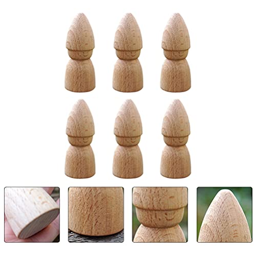 ULTNICE Dolls Peg People 6pcs Unfinished Wooden Figures Wooden Gnome Peg Doll Unpainted Wooden Dolls Crafts Desktop Ornaments Toys for Kids DIY ULTNICE