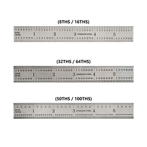 Big Horn 19590 6-Inch Precision 4R Rigid Stainless-Steel Ruler - (1/8 Inch, 1/16 Inch, 1/32 Inch, 1/64 Inch) BIG HORN