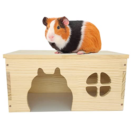 Wooden Guinea Pig Hideout, Chinchilla House, Baby Rabbit House, Dwarf Bunny Hut Hideout Wood, Small Animal Hideout for Rats, Hedgehog - WoodArtSupply