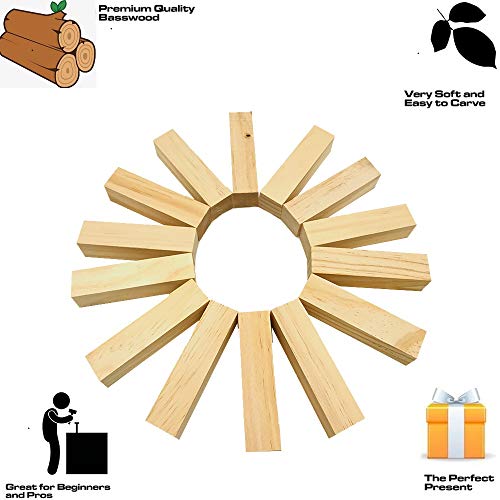 Fycooler Basswood Carving Blocks Whittling Wood Carving Blocks Basswood for Carving Unfinished Wood for Crafts Wooden Block Set Bass Wood for Wood Fycooler