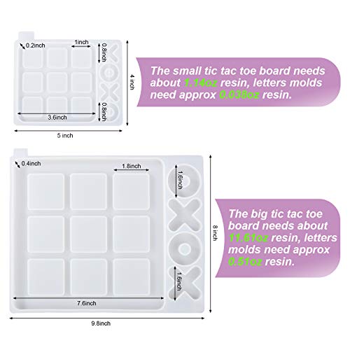 LET'S RESIN Large Tic Tac Toe Resin Mold 2Pcs, Tic Tac Toe Molds for Resin Casting, Large Epoxy Resin Silicone Molds for DIY Tabletop Board