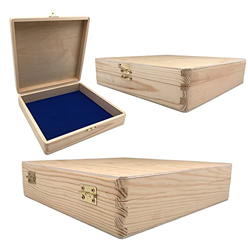 3 Pack Unfiinshed Wood Hinged Memory Box | Ideal for Arts and Crafts Projects, Hobbies, Jewlery Box and Home Storage (8.3" x 8.1" x 1.8" inch) - WoodArtSupply