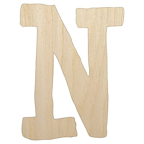 Letter N Uppercase Cute Typewriter Font Unfinished Wood Shape Piece Cutout for DIY Craft Projects - 1/4 Inch Thick - 6.25 Inch Size Sniggle Sloth