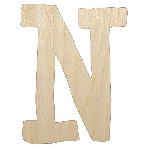 Letter N Uppercase Cute Typewriter Font Unfinished Wood Shape Piece Cutout for DIY Craft Projects - 1/4 Inch Thick - 6.25 Inch Size - WoodArtSupply