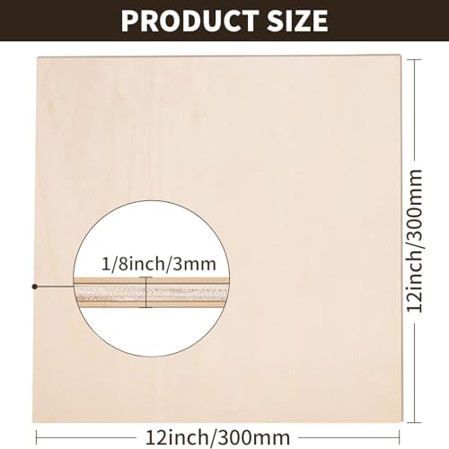 12 Pack 1/8 Inch Basswood Sheets 12X12 Square 3Mm Plywood Sheets Unfinished  Wood