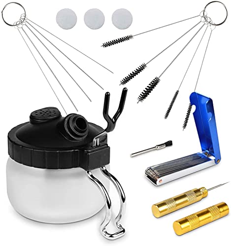 XDOVET Airbrush 13 Piece Airbrush Cleaning Kit - Airbrush Clean Pot Glass Cleaning Jar with Holder, 5pc Cleaning Needles, 5pc Cleaning Brushes, 1 - WoodArtSupply