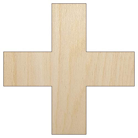Plus Sign Solid Unfinished Wood Shape Piece Cutout for DIY Craft Projects - 1/4 Inch Thick - 6.25 Inch Size Sniggle Sloth