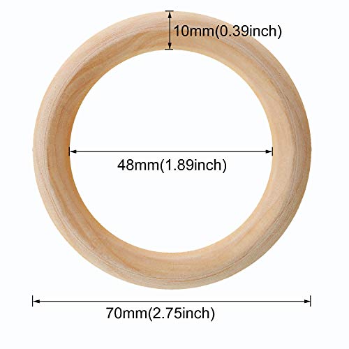 Penta Angel 10Pcs 70mm/2.75" Natural Unfinished Large Wooden Rings Circle Wood Pendant Connectors for DIY Projects Jewelry and Craft Making - WoodArtSupply