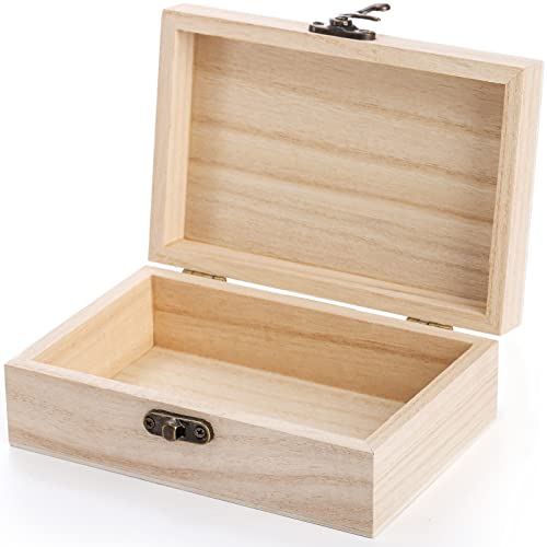 yarlung 8 Pack Unfinished Wooden Boxes for Crafts, 6x4x2 Inch Small Keepsakes Box Jewelry Storage Unpainted DIY Gifts Box for Treasure Chest, Art yarlung