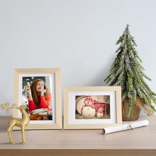 KINLINK 5x7 Picture Frames Natural Wood Frames with Acrylic Plexiglass for Pictures 4x6 with Mat or 5x7 without Mat, Tabletop and Wall Mounting - WoodArtSupply