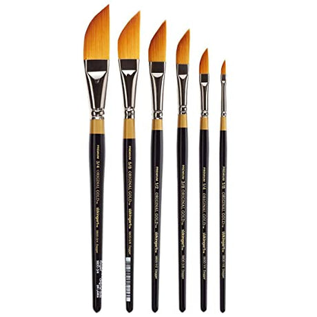 KINGART Original Gold 9800 Dagger Striper Brush Set Premium Golden Taklon Multimedia Artist Brushes, Painting Tools for Oil, Acrylic, Watercolor and KINGART