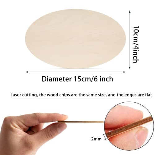 Wood Ovals for Crafts, 15Pcs Unfinished Wood Oval，Natural Oval Wood Slices Crafts, Wooden Oval Cutout,Painting and Wedding Decorations(150 * 100 * SPKESE