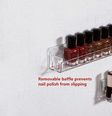 LikeU Nail Polish Rack Wall Mounted Shelf 4 Pack,Clear Acrylic Nail Polish Holder Organizer with Removable Anti-slip End Inserts,4 Tiers Floating LikeU