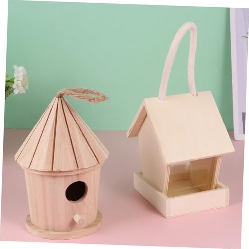 SEWOART 3 Pcs Bird Houses for Outside Kit Kids Kits Bird Boxes Garden Outdoor Birds Accessories Mini Birdhouse Birds Hut Bed Unpainted Birdhouse DIY - WoodArtSupply