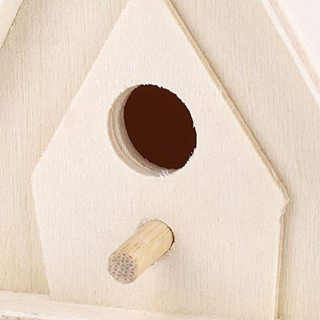 4Pcs Wood Bird House, Mini Hanging Wooden Bird Houses Nests Cage Wooden Ornament Crafts Build Paint Unfinished Birdhouse for Garden Courtyard Decor Joyzan