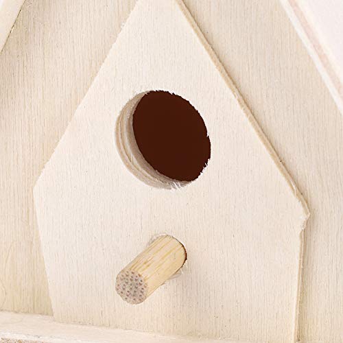 Outdoor Bird Houses, Wooden Birdhouse, 4Pcs Mini Hanging Wooden Bird House with Pole, Bird Nests Cage Ornament Crafts, for Garden Courtyard Decor Haofy
