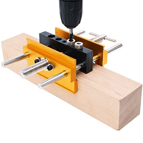 AUTOTOOLHOME Self Centering Doweling Jig Plus 6 inch Widen Wood Dowel Jig Kit Drill Jig for Straight Holes 6 Drill Guide Bushings Set Woodworking AUTOTOOLHOME