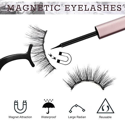 AROIC 10 Kinds of 3D 5D Magnetic Eyelash Kit with Different Density, Magnetic Eyelashes with 2 Magnetic Eyeliner and 1 Tweezer, False Eyelashes for AROIC