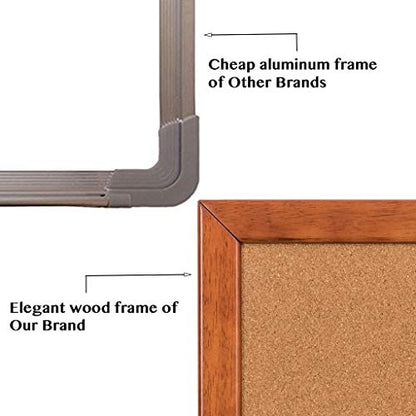 Cork Board 24 x 36 Inch Bulletin Board, Cork Notice Board 100% Wood Framed Brazil Imported, Mounting Hardware Push Pins Included - WoodArtSupply