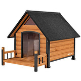 Outdoor Dog House, Waterproof Puppy Shelter Indoor Doghouse with Elevated Floor, Anti-Bite Design Dog Home for Small Medium Dogs with Porch Aivituvin