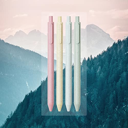 Kaco Eco Friendly Pens 4 Pieces Cute Colorful Gel Ink Pens with Black Ink Retractable Colored Pen Set Office School Supplies Statonary Kaco