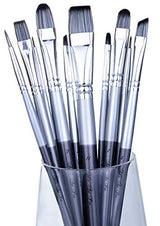 Adi's Art Pro Paint Brushes Set for Acrylic Oil Watercolor, Artist Face and Body Professional Painting Kits with Synthetic Nylon Tips (Grey, 10) ADIS&GUYS ART SUPPLY