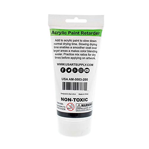 U.S. Art Supply Acrylic Retarder Acrylic Medium, 200ml Tube (6.7 Ounces) - Mixed with Color gives you longer Working Times U.S. Art Supply