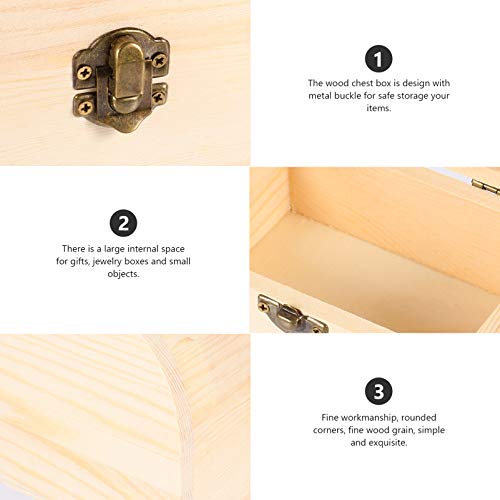 Zerodeko 1pc Pirate Treasure Chest Wooden Box Unfinished Kids Storage Organizer for Boys Craft Boy Gifts Wood Crates Jewelry Kids Treasure Chest Zerodeko