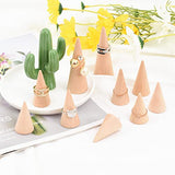 Luckforest Natural Wood Cones, 10Pcs 3 Different Sizes Wood Cone Rings Holder Jewelry Display Stand Vertical Shaped Unpainted Wooden Cones for Girls Luckforest