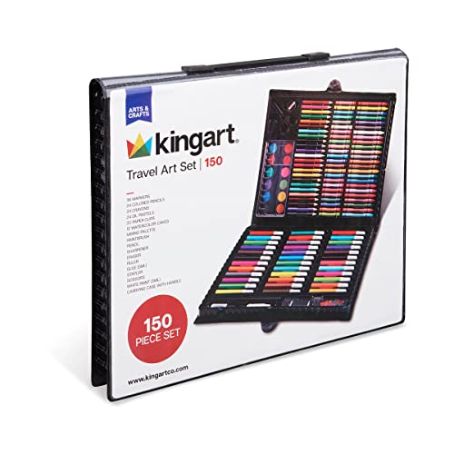 KINGART Arts & Crafts Deluxe Art Set, Portable Case, 150 Unique Pieces KINGART