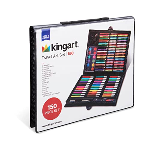 KINGART Arts & Crafts Deluxe Art Set, Portable Case, 150 Unique Pieces - WoodArtSupply