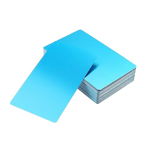 ZYAMY 50pcs Metal Business Cards Laser Engraving Blanks, Blue Sublimation Metal Cards Aluminum Blanks for Engraving, DIY, Gift Cards, Office Name - WoodArtSupply