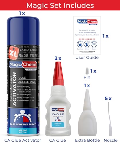 MITREAPEL Ca Glue with Activator (2 x 1.7 oz - 2 x 6.7 fl oz), Ca Glue for  Woodworking, Cyanoacrylate Glue and Activator for Wood, Plastic, Metal